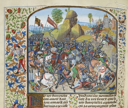 Liédet Loyset - The Battle of Montiel in 1369 (Miniature from the Grandes Chroniques de France by Jean Froissart)