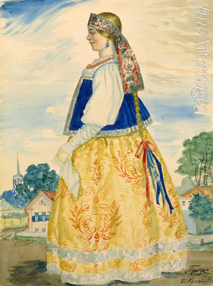 Kustodiev Boris Michaylovich - Costume design for the play The Storm by A. Ostrovsky