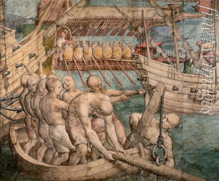 Vermeyen Jan Cornelisz. - Galley slaves. Detail from: Emperor Charles V Captures Tunis (Tapestry Cartoon)