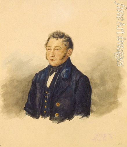 Terebenev Ivan Nikolayevich - Portrait of the author Faddei Bulgarin (1789-1859)