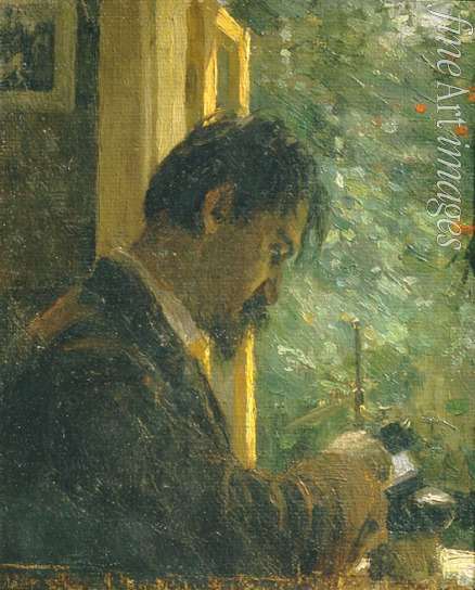 Jawlensky Alexei von - Porträt des Graveurs Wassili Mathé (1856-1917) bei der Arbeit