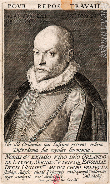 Sadeler Jan (Johannes) der Ältere - Porträt von Komponist Orlando di Lasso (1532-1594)
