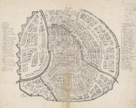 Meierberg (Meyerberg) Augustin von - Map of Moscow. From: Augustin von Meyerberg and his travel  to Russia
