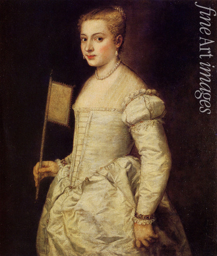 Tizian - Bildnis einer Dame in Weiß