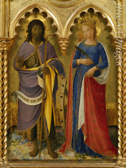 Angelico Fra Giovanni da Fiesole - Die Heiligen Johannes der Täufer und Katharina von Alexandrien (Vom Triptychon von Perugia)