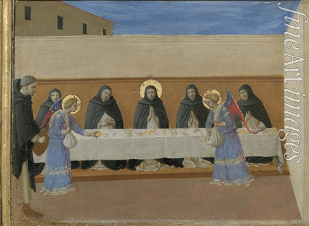 Angelico Fra Giovanni da Fiesole - Die Engel servieren den Brüdern das Abendessen. Cortona-Polyptychon (Detail der Predella)