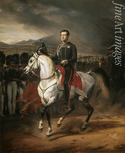 Vernet Horace - Equestrian portrait of Charles Albert (1798-1849), King of Sardinia