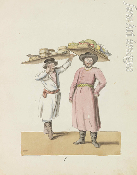 Geissler Christian Gottfried Heinrich - Fruit seller and peasant selling cheese and herring (From the series The St. Petersburg Peddlers)