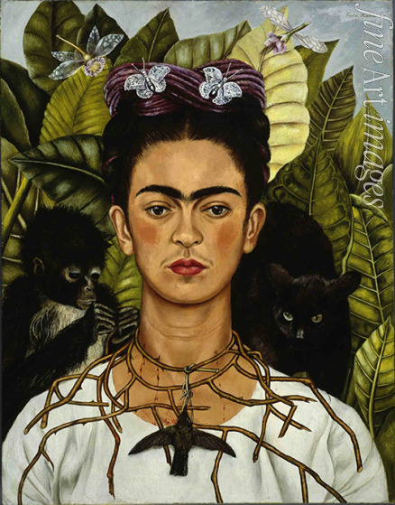 Kahlo Frida - Selbstbildnis mit Dornenhalsband und Kolibri (Autorretrato con Collar de Espinas)