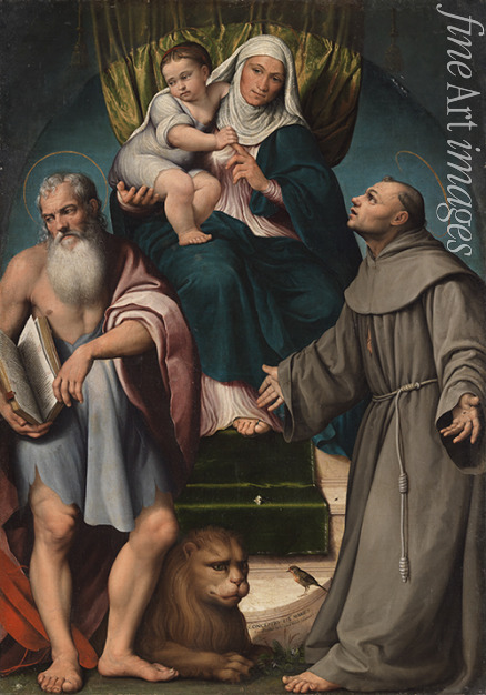 Bassano Jacopo il vecchio - Die thronende heilige Anna mit Christuskind zwischen den Heiligen Hieronymus und Franziskus