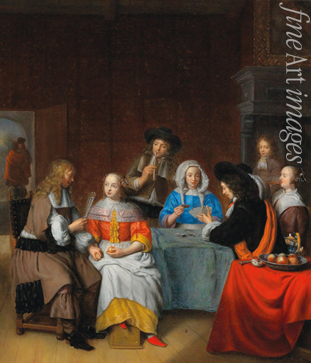 Dijck Abraham van - Interior with a Elegant Society Playing Cards