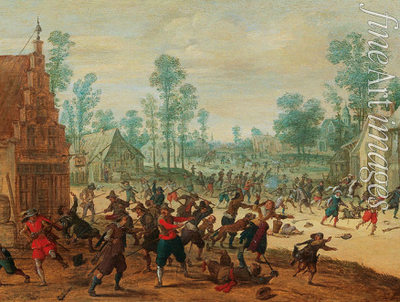 Vrancx Sebastiaen - Kämpfende Soldaten in einem Dorf