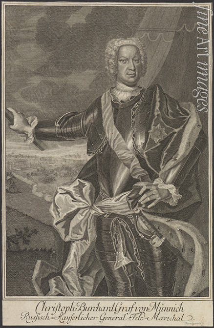 Bernigeroth Johann Martin - Porträt von Burkhard Christoph Graf von Münnich (1683-1767)