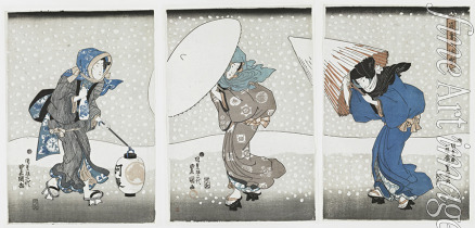 Kunisada (Toyokuni III.) Utagawa - Starker Schneefall am Jahresende