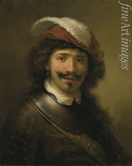 Flinck Govaert - Porträt eines Mannes mit Gorget und Federhut