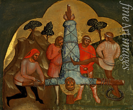 Veneziano Lorenzo - Die Kreuzigung Petri (Predella des Altarbildes)