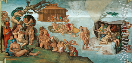 Buonarroti Michelangelo - Die Sintflut (Deckenfresko in der Sixtinischen Kapelle)