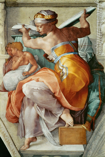 Buonarroti Michelangelo - Propheten und Sibyllen: Libysche Sibylle (Deckenfresko in der Sixtinischen Kapelle)