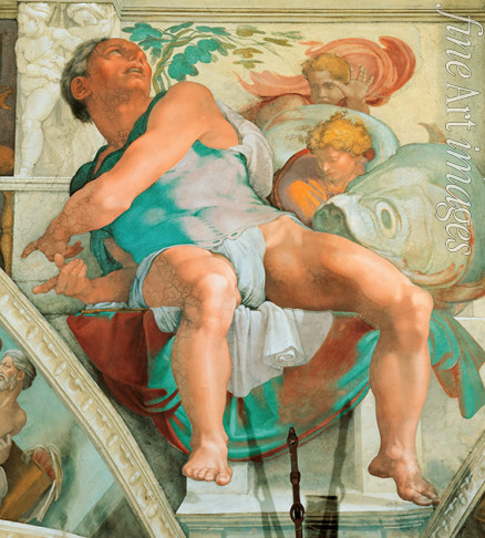 Buonarroti Michelangelo - Propheten und Sibyllen: Jona (Deckenfresko in der Sixtinischen Kapelle)