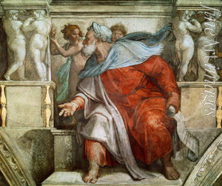 Buonarroti Michelangelo - Propheten und Sibyllen: Ezechiel (Deckenfresko in der Sixtinischen Kapelle)