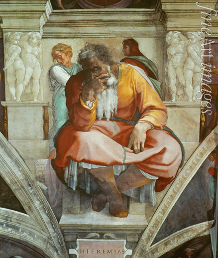 Buonarroti Michelangelo - Propheten und Sibyllen: Jeremia (Deckenfresko in der Sixtinischen Kapelle)