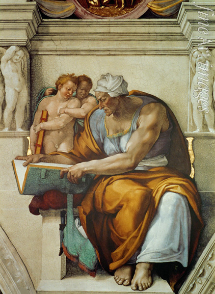 Buonarroti Michelangelo - Propheten und Sibyllen: Sibylle von Cumae (Deckenfresko in der Sixtinischen Kapelle)