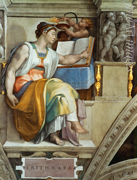 Buonarroti Michelangelo - Propheten und Sibyllen: Erythraeische Sibylle (Deckenfresko in der Sixtinischen Kapelle)