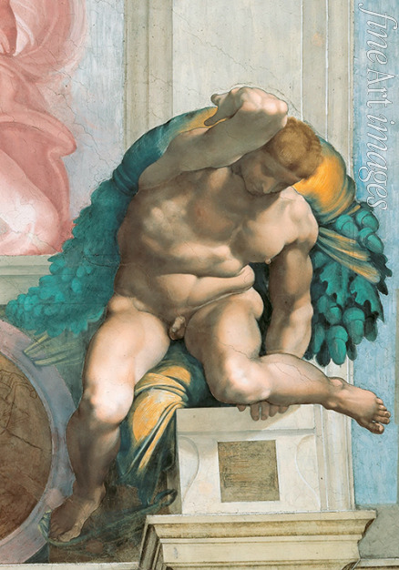 Buonarroti Michelangelo - Ignudo (Deckenfresko in der Sixtinischen Kapelle)