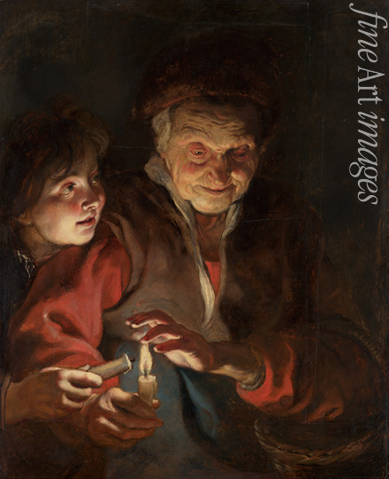 Rubens Pieter Paul - Old woman and boy with candles