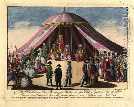 Loeschenkohl Johann Hieronymus - The deposition of the Pasha of Khotyn by the Prince Josias of Saxe-Coburg and General Ivan Saltykov in September 1788
