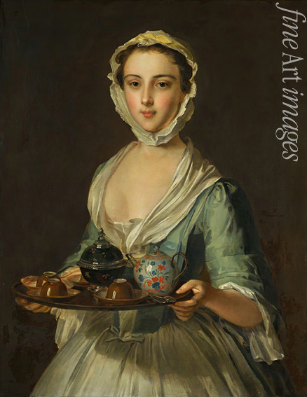 Mercier Philippe - A young woman holding a tea tray (possibly Hannah, the artist's maid)