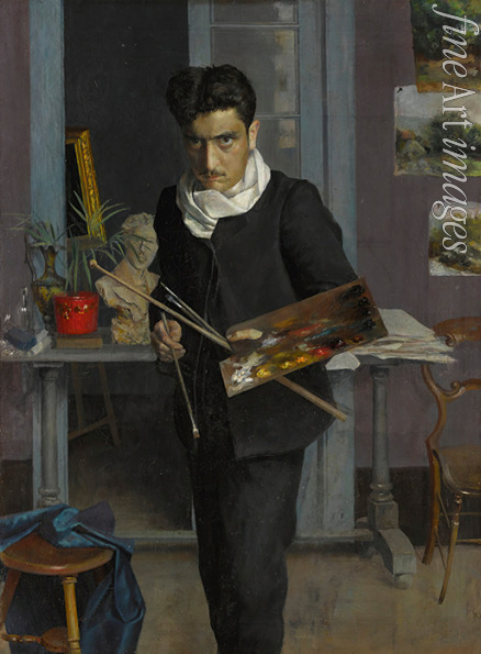 Romero de Torres Julio - Self-portrait of the artist in his studio