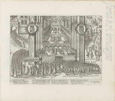 Hogenberg Abraham - View of the exterior of Westminster Abbey during the coronation of James I
