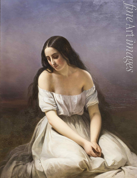 Brune-Pagès Aimée - A young woman kneeling