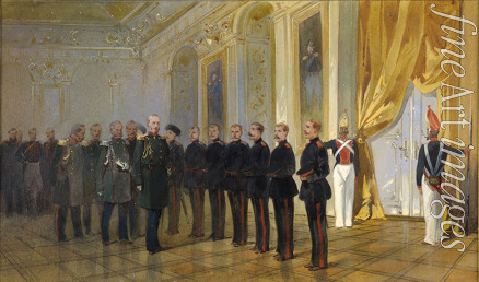 Karasin Nikolai Nikolayevich - The presentation of the Siberian Cossack regiment to Emperor Nicholas I Pavlovich in the Mikhailovsky Palace in 1833