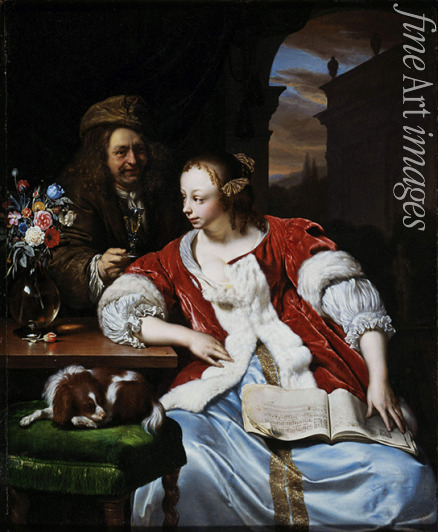 Mieris Frans van the Elder - The interrupted song: portrait of the artist and his wife