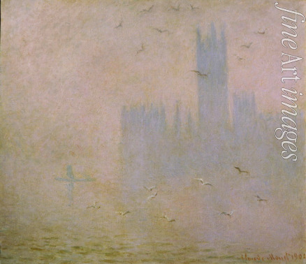 Monet Claude - Seagulls. The Thames in London. The Houses of Parliament