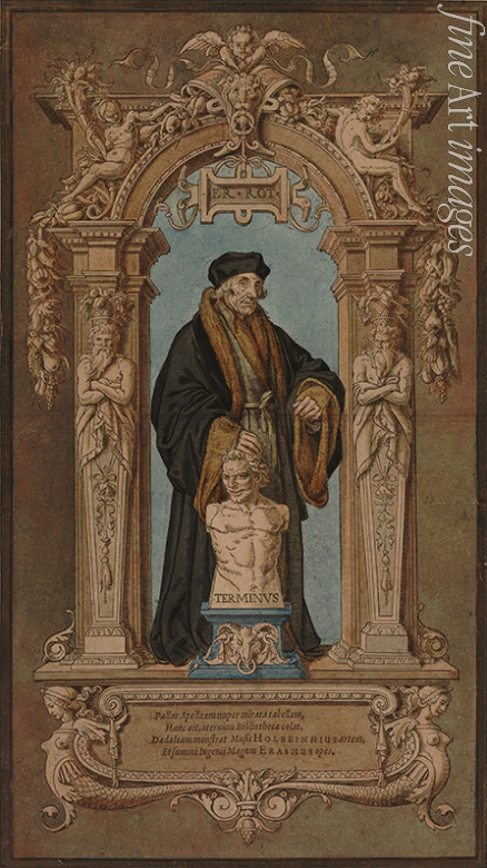 Holbein Hans der Jüngere - Bildnis Erasmus von Rotterdam (1467-1536) im Gehäus