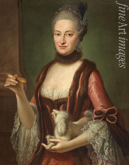 Desmarées George - Maria Kunigunde von Sachsen (1740-1826), Fürstäbtissin von Essen und Thorn, mit einem Schoßhund