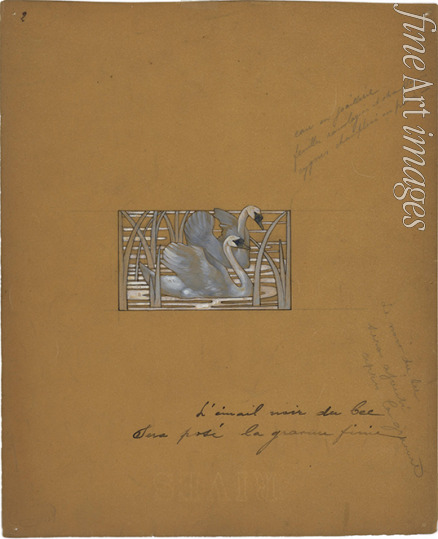 Lalique René - Dessin de plaque de cou 
