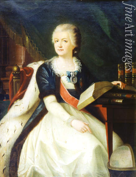 Russischer Meister - Porträt der Fürstin Jekaterina R. Woronzowa-Daschkowa (1744-1810), erste Präsidentinder russischen Akademie der Wissenschaft