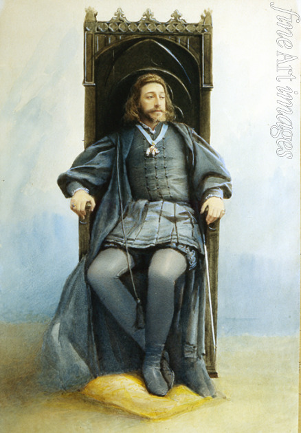 Kramskaya Sofia Ivanovna - Grand Duke Konstantin Konstantinovich (1858-1915) as Hamlet in the theatre play by W. Shakespeare on February 21, 1899