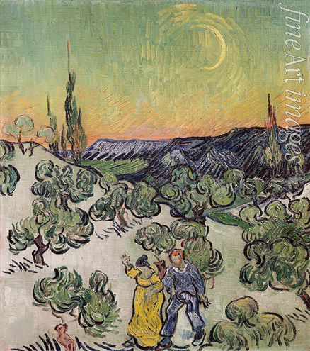 Gogh Vincent van - Landschaft mit Spaziergang im Mondlicht