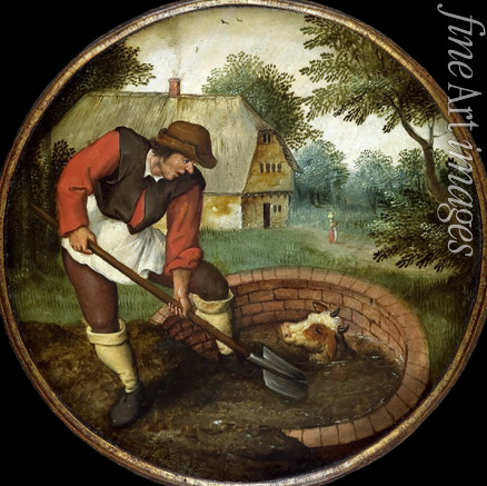Brueghel Pieter der Jüngere - Er schüttet den Brunnen zu, nachdem das Kalb ertrunken ist