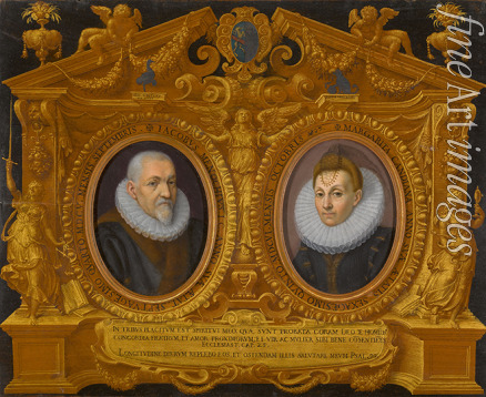 Galizia Nunzio - Double portrait Jacopo Menochio and his wife, Margherita Candiana, in a trompe l'oeil frame