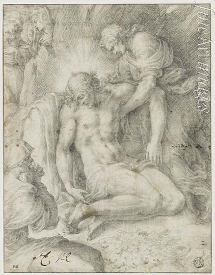 Clovio Giulio - Der Leichnam Christi, von Johannes dem Evangelisten und den heiligen Frauen betrauert