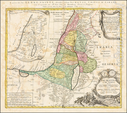 Homann Johann Baptist - Karte des Heiligen Landes, aufgeteilt auf die zwölf Stämme Israels