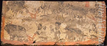 Chinese Master - Ox ploughing. From tomb room