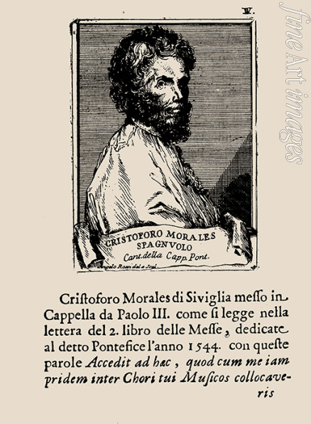 Caldwall James - Portrait of the Composer Cristóbal de Morales. From: Osservazioni per ben regolare il coro de i cantori della Cappella Pontifici