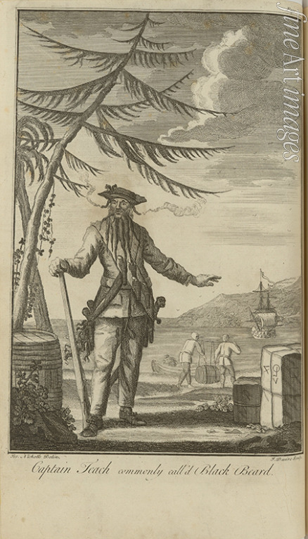 Basire James - Porträt des Piraten Edward Teach, bekannt als Blackbeard
